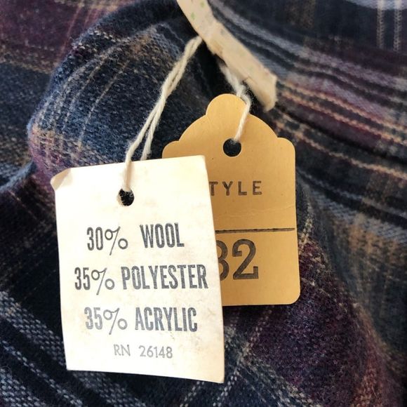 70’s Vintage Wool Blend Blue Purple Plaid Midi Skirt Deadstock Waist size 32 - Picture 8 of 11